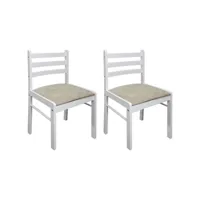 lot de 2 chaises à manger chaises à dîner, chaises de cuisine blanc hévéa solide et velours qdtr54057