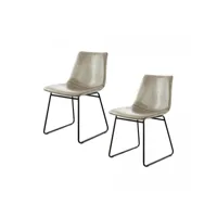 lot de 2 chaises fait main ala gris 56x48 bsci en skaï idéal pour un salon