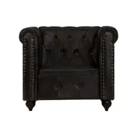 fauteuil chesterfield noir cuir véritable