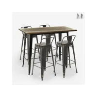 table haute noire 120x60 + 4 tabourets de bar tolix avec dossier wahoo ahd amazing home design