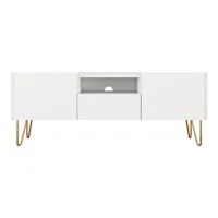 cali - meuble tv - effet marbre - 144 cm - bestmobilier - blanc et doré
