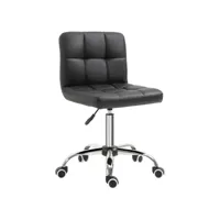 vinsetto chaise de bureau capitonnée hauteur réglable pivotant 360° piètement chromé revêtement synthétique noir
