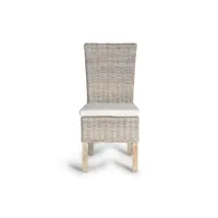 set de 2 chaises kubu avec coussin - lot de 2 chaises en rotin, avec coussin inclus. hauteur d'assise : 47 cm.- - mesure hauteur dossier : 59 cm - hauteur d'assise : 47 cm