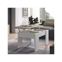 table basse relevable blanc-chêne clair - irvine - l 100 x l 50 x h 45-56 cm