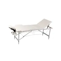 vidaxl table pliable de massage blanc crème 3 zones cadre en aluminium