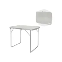 table de camping pliante, 70x50x60 cm, gris/argent, en aluminium, plateau en mdf ecd germany 490009783