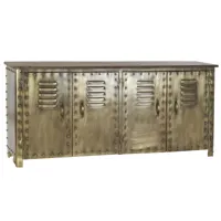buffet meuble de rangement en métal coloris doré - longueur 152 x hauteur 69 x profondeur 35 cm