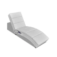 chaise longue de massage  bain de soleil transat blanc similicuir meuble pro frco34288