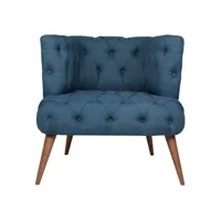 fauteuil style chesterfield tissu bleu nuit wester 75 cm