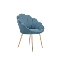 fauteuil corail velours bleu avec piétement doré