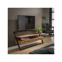 meuble tv industriel en acacia massif et métal utah