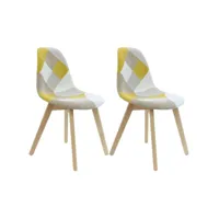 damas - lot de 2 chaises patchwork jaunes