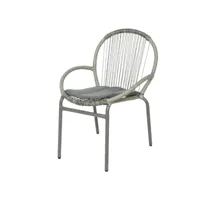 chaise salento avec coussin d'extérieur en osier gris