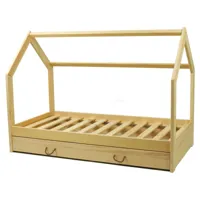 lit maison en bois naturel style scandinave avec tiroir de rangement (160x80cm) : confort et fonctionnalité réunis - bois