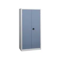 armoire de bureau 2 portes gris et bleu katu h 198