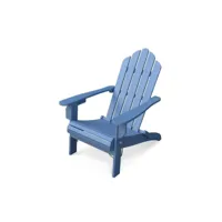 fauteuil de jardin en bois - adirondack salamanca bleu grisé - eucalyptus . chaise de terrasse retro. siège de plage