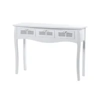 console en bois blanc 3 tiroirs 109,5x35x78 cm