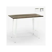 table de cuisine salle à manger style industriel 120x60 bois métal catal - blanc