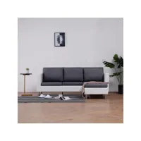 canapé à 3 places，banquette sofa pour salon avec coussins blanc similicuir cniw388400