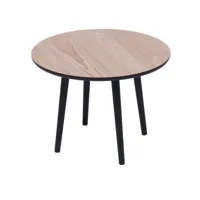 nordlys - table appoint bout de canape meuble bois rond pin noir