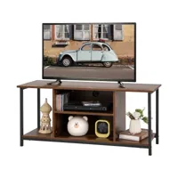 giantex meuble tv support de télévision jusqu'à 50 pouces avec etagère réglable et 2 trous des câbles 110x40x49,5 cm pour salon