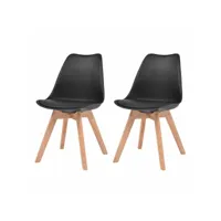 lot de deux chaises de salle à manger synthétique bois massif noir helloshop26 1902227
