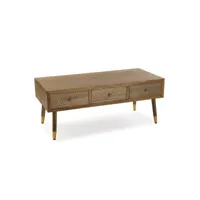 versa kamaira meuble tv bas et long, table de salon, meuble tv, buffet, avec 3 tiroirs, dimensions (h x l x l) 43 x 50 x 107 cm, bois, couleur: marron
