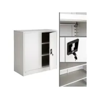 armoire de bureau verrouillable métallique étagère meuble 3 niveaux gris helloshop26 08_0000378