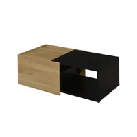 table basse avec rangements plateau extensible bois et noir
