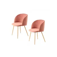 lot de 2 chaises fait main ana rose 56x54 en polyester doux et soyeux