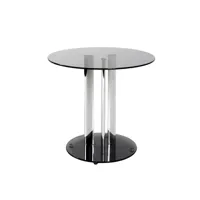 table d'appoint coloris chromé-gris en acier - h 57 x ø 50 cm -pegane- pegane