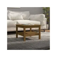 table basse table de salon  bout de canapé marron miel 55x55x40 cm bois massif de pin meuble pro frco92840