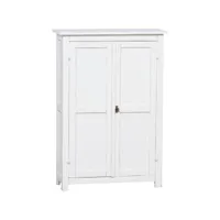 petit cabinet rustique style en bois massif de tilleul finition blanche patinée  l68 xpr 25 xh 98 cm