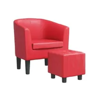 fauteuil salon - fauteuil cabriolet avec repose-pied rouge similicuir 70x56x68 cm - design rétro best00005771745-vd-confoma-fauteuil-m05-1773