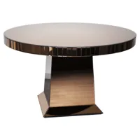 table de salle à manger design en bois mdf et miroir coloris bronze  l. 130 x p. 130 x h. 77 cm collection lanzo viv-109934