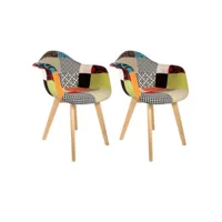 paris prix - lot de 2 fauteuils patchwork 85cm multicolore