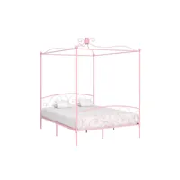 lit à baldaquin métal rose donkl 160x200 cm