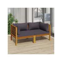canapé fixe 2 places de jardin  sofa banquette de jardin avec coussin bois d'acacia massif meuble pro frco60369