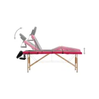 vidaxl table de massage pliable 4 zones bois noir et rose 110224