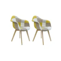 damas - lot de 2 fauteuils patchwork jaunes