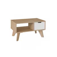 table basse 1 tiroir bois-blanc - pipver - l 80 x l 50 x h 44 cm