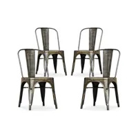 pack de 4 chaises de salle à manger - design industriel - nouvelle édition - stylix bronze métallisé