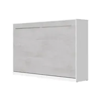 armoire lit escamotable 120x200cm supérieur horizontal lit rabattable lit mural blanc/béton