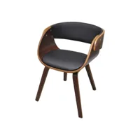 chaise design en bois courbé marron simili cuir noir 240708