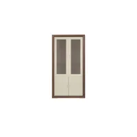 vitrine 2 portes - venprodin - 100x190x41,5 cm - noyer/crème
