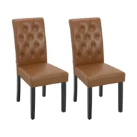 2xchaises de salle à manger en similicuir,chaise de cuisine avec dossier haut,pieds en bois,marron