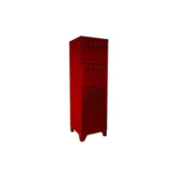 colonne de rangement en acier 3 portes rouge