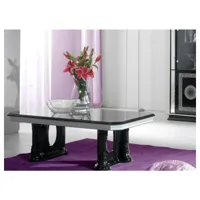 table basse rectangulaire bois vernis laqué brillant noir et gris vinza 130cm