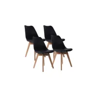 lot de 4 chaises de salle à manger lagom noir bois naturel style scandinave