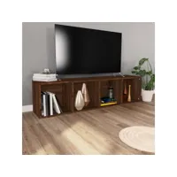 meuble tv bibliothèque contemporain  banc tv armoire tv  chêne marron 36x30x143 cm meuble pro frco58958